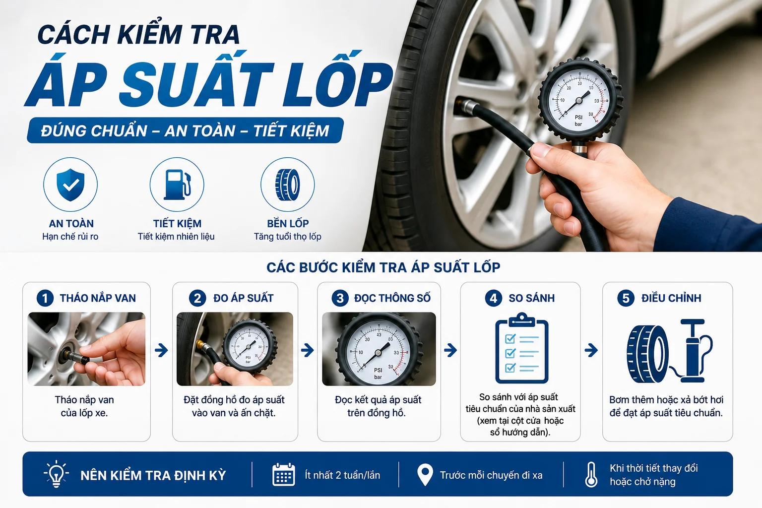 kiểm tra &aacute;p suất lốp