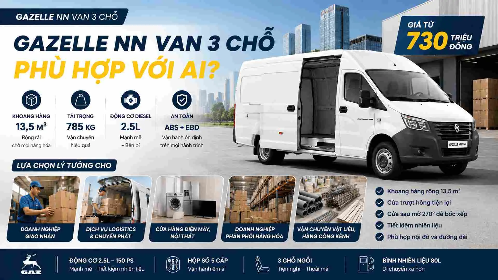 gazelle nn van 3 chỗ 